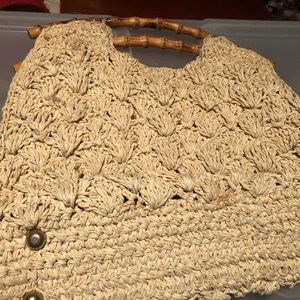 Vintage Crocheted Rattan Bag